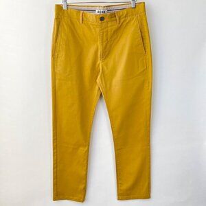 Acne Studio Men ROC Satin  chino pants, mustard yellow, Size 32-33 K41